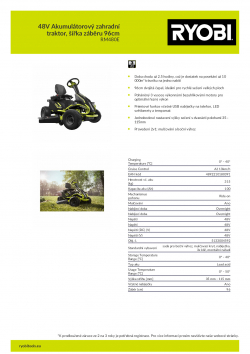 RYOBI RM480E 48V Akumulátorový zahradní traktor, šířka záběru 96cm 5133004592 A4 PDF