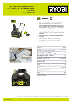 RYOBI RY36STX45A 36V Bezuhlíková sněhová fréza MAX POWER, šířka záběru 45cm (1x4.0Ah) 5133005724 A4 PDF