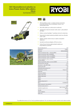RYOBI RLM36X46HPG 36V Akumulátorová sekačka na trávu Power Assist, šířka záběru 46cm 5133005484 A4 PDF