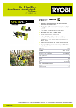 RYOBI RY18SCXA 18V HP Bezuhlíkové akumulátorové zahradnické nůžky (1x2.0Ah) 5133005900 A4 PDF