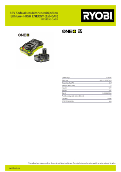 RYOBI RC18150-160X 18V Sada akumulátoru s nabíječkou Lithium+ HIGH ENERGY (1x6.0Ah) 5133005583 A4 PDF