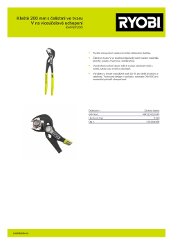 RYOBI RHPBP Kleště 200 mm s čelistmi ve tvaru V na víceúčelové uchopení 5132006058 A4 PDF