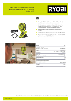 RYOBI RCF4 4V Akumulátorový ventilátor s klipsem USB Lithium (1x 2,0Ah) 5133006143 A4 PDF