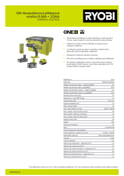 RYOBI R18PD3 18V Akumulátorová příklepová vrtačka (5.0Ah + 2.0Ah) 5133004708 A4 PDF