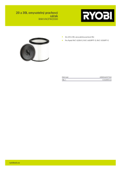 RYOBI RAKVACFW2030 20 a 30L omyvatelný prachový sáček 5132005116 A4 PDF