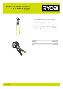 RYOBI RHPBP Kleště 300 mm s čelistmi ve tvaru V na víceúčelové uchopení 5132006060 A4 PDF