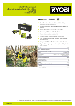 RYOBI RY18SCXA 18V HP Bezuhlíkové akumulátorové zahradnické nůžky (1x2.0Ah) 5133005788 A4 PDF