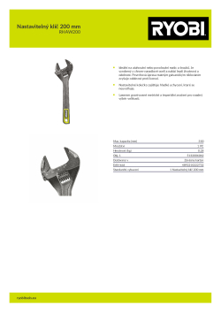 RYOBI RHAW Nastavitelný klíč 200 mm 5132006062 A4 PDF