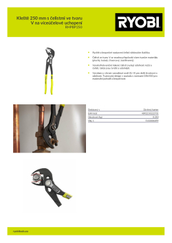 RYOBI RHPBP Kleště 250 mm s čelistmi ve tvaru V na víceúčelové uchopení 5132006059 A4 PDF