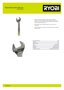 RYOBI RHAW Nastavitelný klíč 250 mm 5132006063 A4 PDF