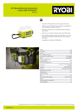RYOBI RLA4 4V Akumulátorové prostorové světlo USB LITHIUM™ 5133006313 A4 PDF