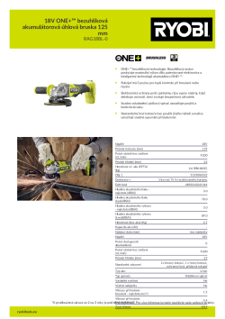 RYOBI RAG18BL 18V ONE+™ bezuhlíková akumulátorová úhlová bruska 125 mm 5133006532 A4 PDF