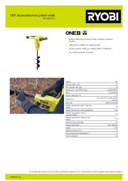 RYOBI RY18HA 18V akumulátorový půdní vrták 5133006236 A4 PDF