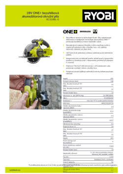 RYOBI RCS18BL 18V ONE+ bezuhlíková akumulátorová okružní pila 5133006496 A4 PDF