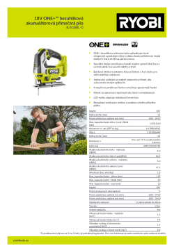 RYOBI RJS18BL 18V ONE+™ bezuhlíková akumulátorová přímočará pila 5133006499 A4 PDF