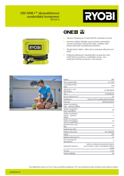 RYOBI RPI18 18V ONE+™ akumulátorový vysokotlaký kompresor 5133006315 A4 PDF