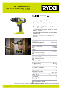 RYOBI RPD18BL 18V ONE+ bezuhlíková akumulátorová příklepová vrtačka 5133006489 A4 PDF