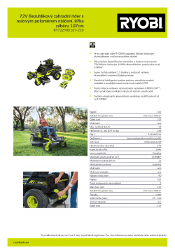 RYOBI RY72ZTRX107 72V Bezuhlíkový zahradní rider s nulovým poloměrem otáčení, šířka záběru 107cm 5133005761 A4 PDF