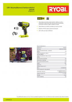 RYOBI R18HG 18V Akumulátorová horkovzdušná pistole 5133004423 A4 PDF