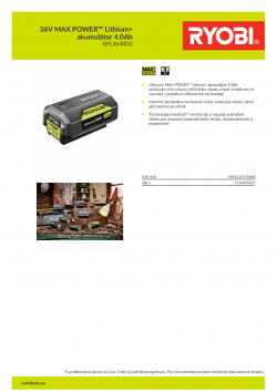 RYOBI BPL3640D2 36V MAX POWER™ Lithium+ akumulátor 4.0Ah 5133004457 A4 PDF