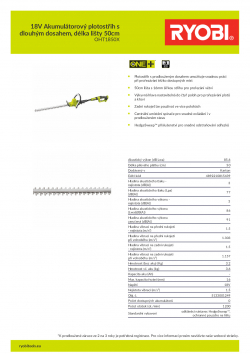 RYOBI RHT1850XLI 18V Akumulátorový plotostřih s dlouhým dosahem, délka lišty 50cm 5133001249 A4 PDF