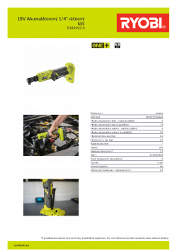 RYOBI R18RW2 18V Akumulátorový 1/4" ráčnový klíč 5133004833 A4 PDF