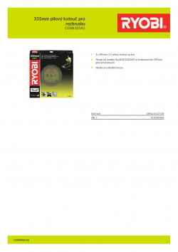 RYOBI COSB355A1 355mm pilový kotouč pro rozbrusku 5132002684 A4 PDF