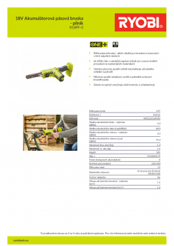 RYOBI R18PF 18V Akumulátorová pásová bruska - pilník 5133004179 A4 PDF