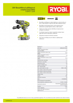 RYOBI R18PD7 18V Bezuhlíková příklepová vrtačka (2x2.0Ah) 5133004295 A4 PDF