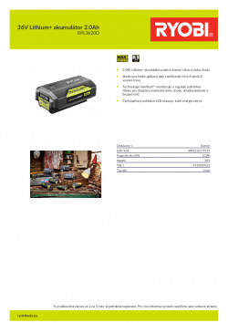 RYOBI BPL3620D 36V Lithium+ akumulátor 2.0Ah 5133004621 A4 PDF