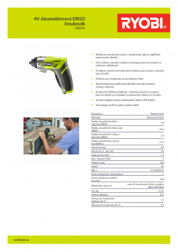 RYOBI ERGO 4V Akumulátorový ERGO šroubovák 5133003411 A4 PDF