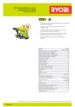 RYOBI R18DD3 18V Akumulátorový vrtací šroubovák (2x 2.0Ah) 5133004838 A4 PDF