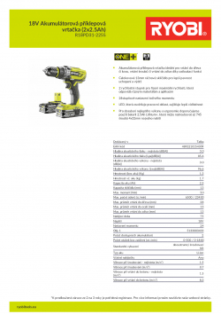 RYOBI R18PD3 18V Akumulátorová příklepová vrtačka (2x2.5Ah) 5133003433 A4 PDF