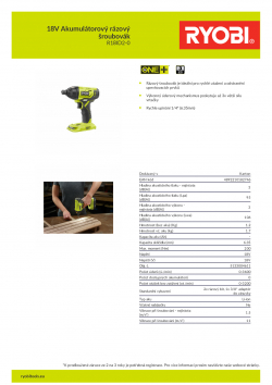 RYOBI R18ID2 18V Akumulátorový rázový šroubovák 5133004611 A4 PDF