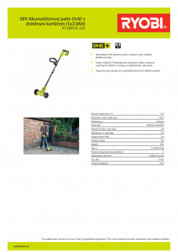 RYOBI RY18PCA 18V Akumulátorový patio čistič s drátěným kartáčem (1x2.0Ah) 5133004728 A4 PDF