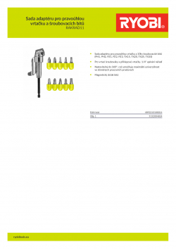 RYOBI RAKRAD11 Sada adaptéru pro pravoúhlou vrtačku a šroubovacích bitů 5132004834 A4 PDF