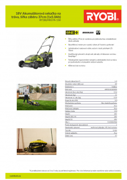 RYOBI RY18LMX37A 18V Akumulátorová sekačka na trávu, šířka záběru 37cm (1x5.0Ah) 5133004582 A4 PDF