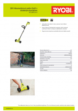 RYOBI RY18PCA 18V Akumutárový patio čistič s drátěným kartáčem 5133004727 A4 PDF