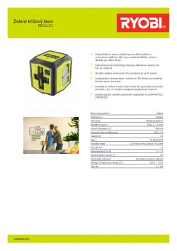 RYOBI RBCLLG1 Zelený křížový laser 5133004864 A4 PDF