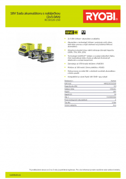 RYOBI RC18120-250 18V Sada akumulátoru s nabíječkou (2x5.0Ah) 5133003364 A4 PDF