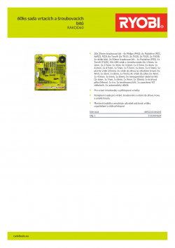 RYOBI RAKDD60 60ks sada vrtacích a šroubovacích bitů 5132004664 A4 PDF
