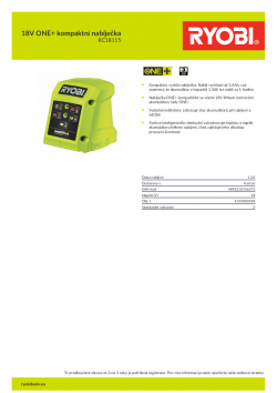 RYOBI RC18115 18V ONE+ kompaktní nabíječka 5133003589 A4 PDF