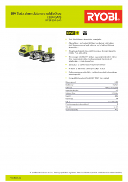 RYOBI RC18120-240 18V Sada akumulátoru s nabíječkou (2x4.0Ah) 5133003363 A4 PDF