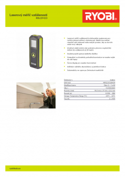 RYOBI RBLDM20 Laserový měřič vzdálenosti 5133004865 A4 PDF