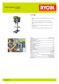 RYOBI RDP102L 390W Sloupová vrtačka 5133002855 A4 PDF