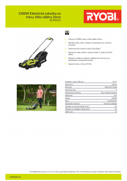RYOBI RLM3313 1300W Elektrická sekačka na trávu, šířka záběru 33cm 5133004341 A4 PDF