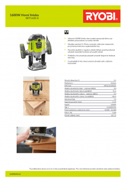 RYOBI RRT1600 1600W Horní frézka 5133004796 A4 PDF