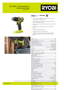RYOBI RPD18C1 18V ONE+™ HP Bezuhlíková příklepová vrtačka 5133006522 A4 PDF