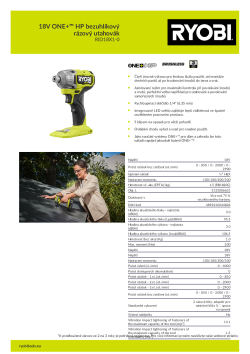 RYOBI RID18X1 18V ONE+™ HP bezuhlíkový rázový utahovák 5133006631 A4 PDF