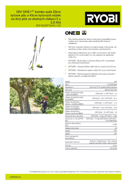 RYOBI RPP1820PT1845 18V ONE+™ kombo sada 20cm tyčové pily a 45cm tyčových nůžek na živý plot ze skelných vláken (1 x 2,0 Ah) 5133006684 A4 PDF